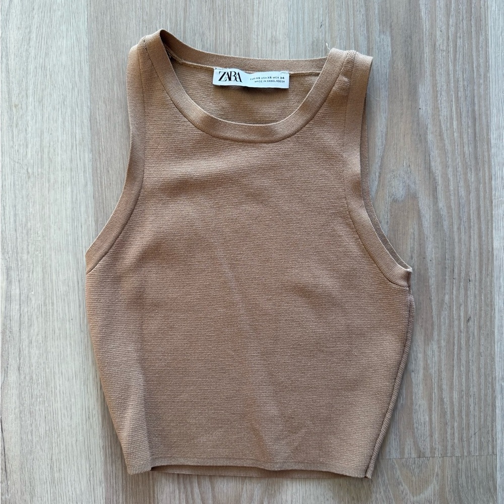 Zara Women's Tan Knit Top XS